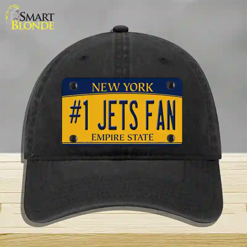 Number 1 Jets Fan New York Novelty License Plate Hat Tag Unconstructed Cotton Black