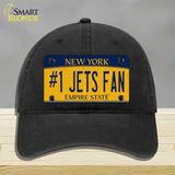 Number 1 Jets Fan New York Novelty License Plate Hat Tag Unconstructed Cotton Black
