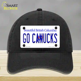 Go Canucks Novelty License Plate Hat Tag Unconstructed Cotton / Black