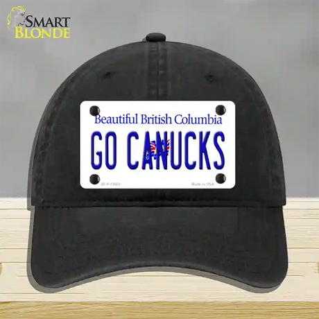 Go Canucks Novelty License Plate Hat Tag Unconstructed Cotton / Black