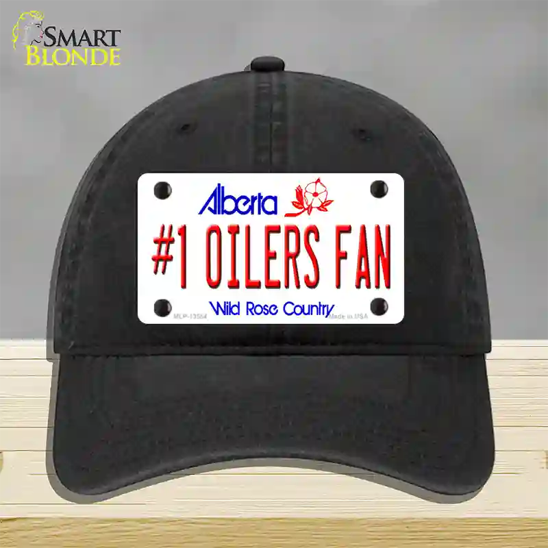 Number 1 Oilers Fan Novelty License Plate Hat Tag Unconstructed Cotton / Black