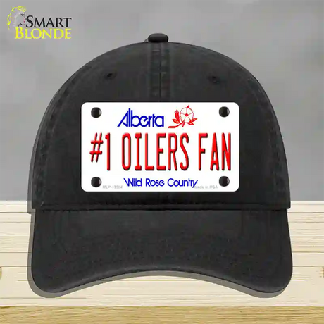 Number 1 Oilers Fan Novelty License Plate Hat Tag Unconstructed Cotton / Black