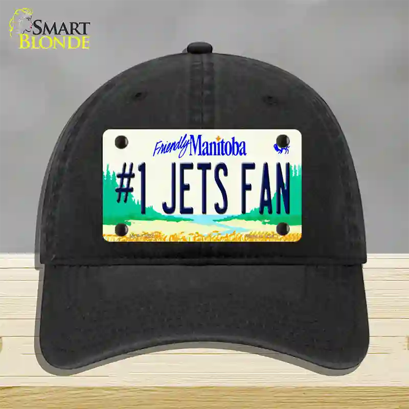 Number 1 Jets Fan Manitoba Novelty License Plate Hat Tag Unconstructed Cotton / Black