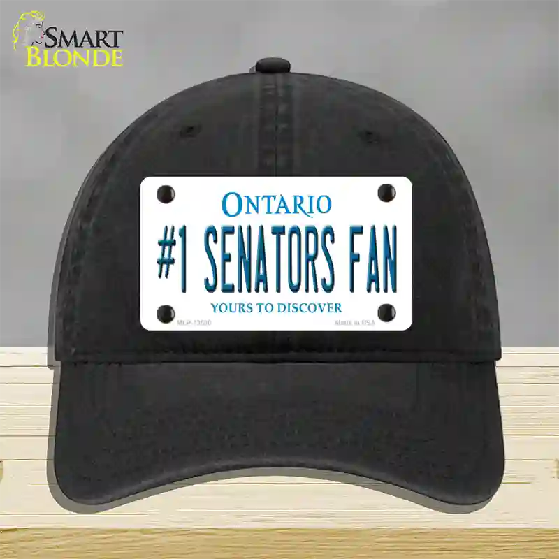 Number 1 Senators Fan Novelty License Plate Hat Tag Unconstructed Cotton Black