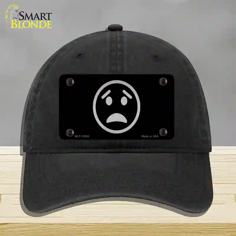Worried Black Novelty License Plate Hat Tag Unconstructed Cotton Black