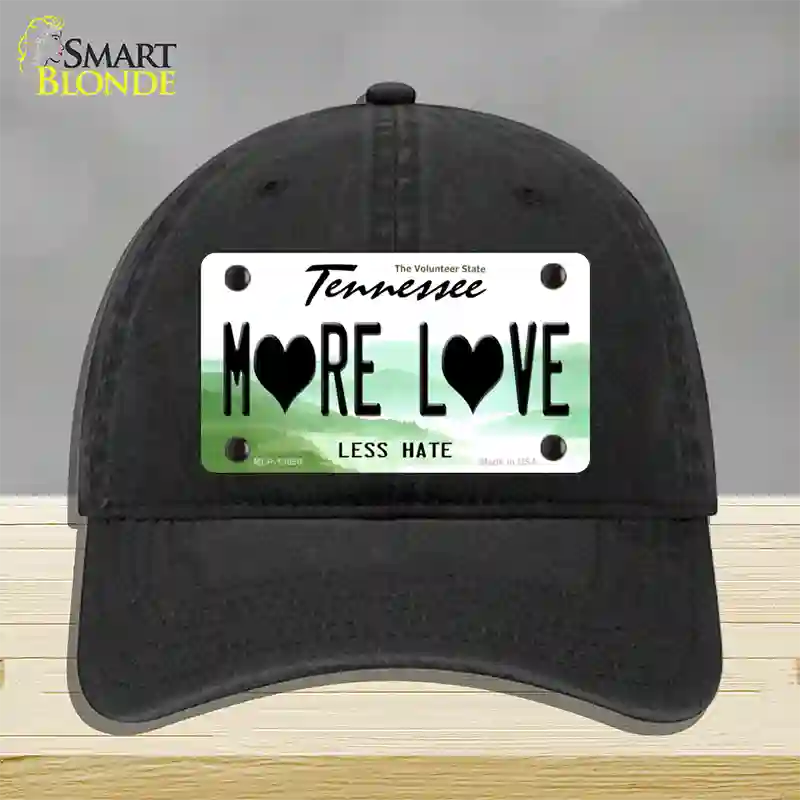 More Love Novelty License Plate Hat Tag Unconstructed Cotton Black
