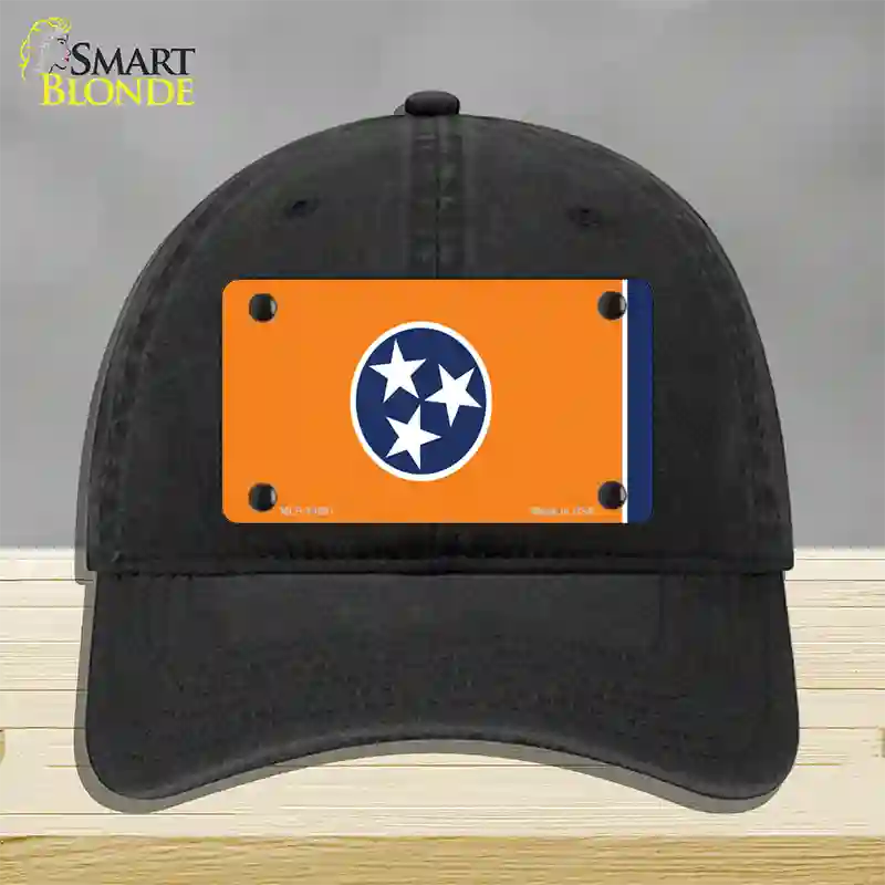 Tennessee Flag Orange Novelty License Plate Hat Tag Unconstructed Cotton Black