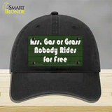 Ass Gas Or Grass Novelty License Plate Hat Tag Unconstructed Cotton Black