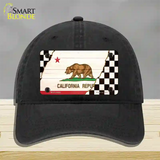 California Racing Flag Novelty License Plate Hat Tag Unconstructed Cotton Black