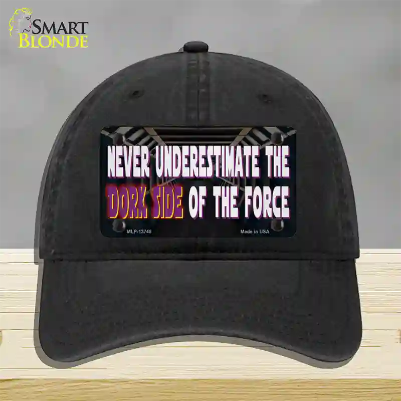 The Dork Side Novelty License Plate Hat Tag Unconstructed Cotton Black