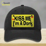Kiss Me Im A Dork Novelty License Plate Hat Tag Unconstructed Cotton Black