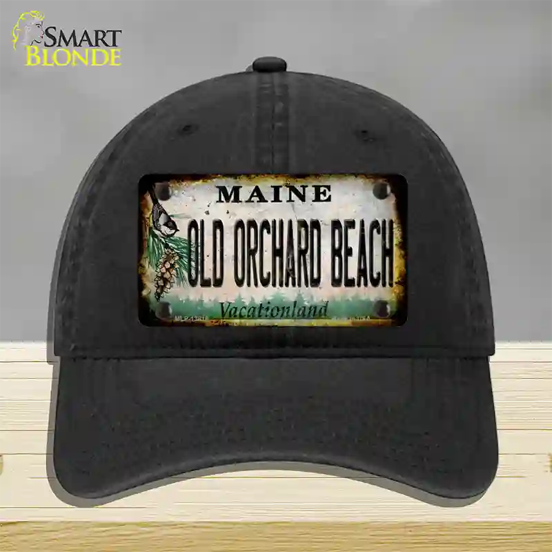 Old Orchard Beach Maine Rusty Novelty License Plate Hat Tag Unconstructed Cotton Black