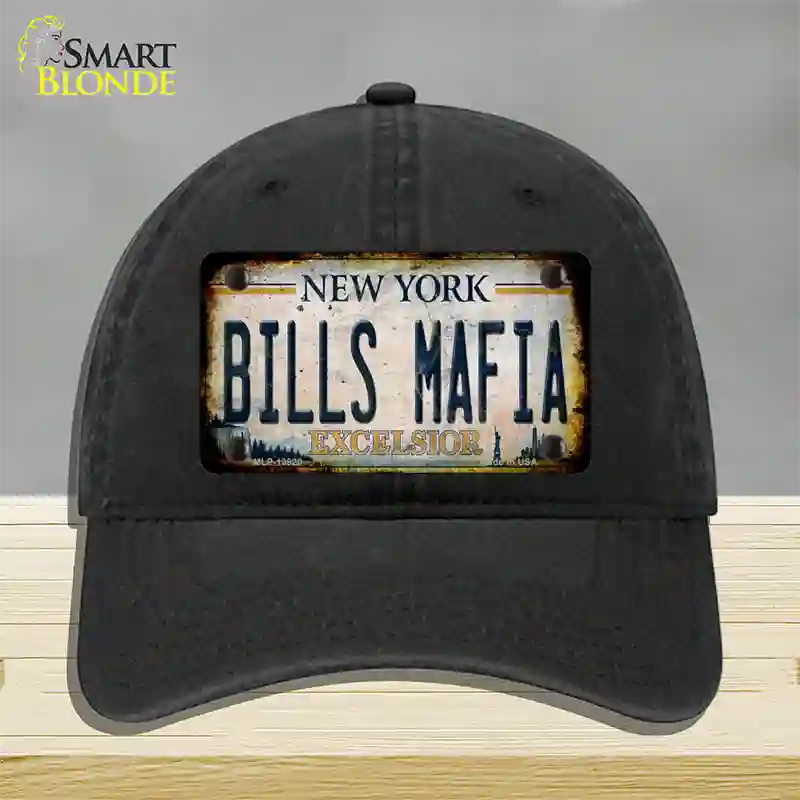 Bills Mafia New York Rusty Novelty License Plate Hat Tag Unconstructed Cotton Black
