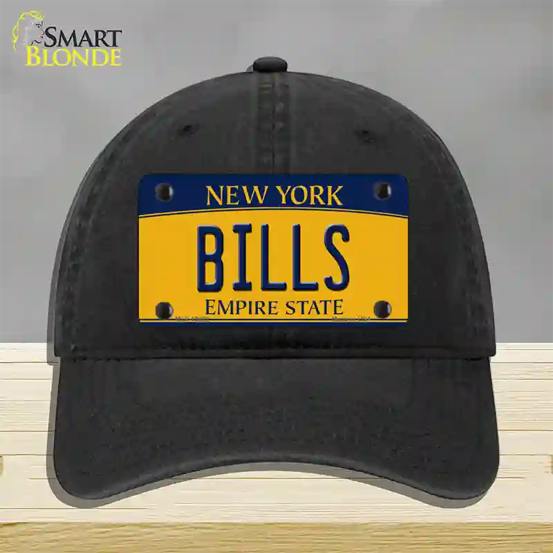 Bills New York Yellow Novelty License Plate Hat Tag Unconstructed Cotton Black