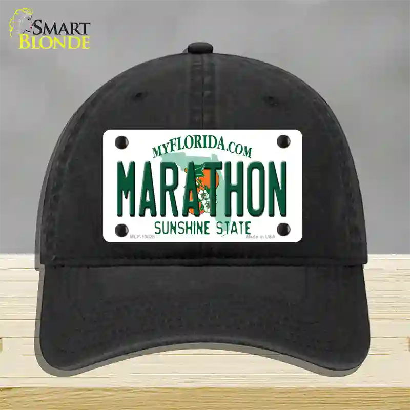 Marathon Florida Novelty License Plate Hat Tag Unconstructed Cotton Black