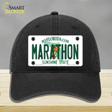 Marathon Florida Novelty License Plate Hat Tag Unconstructed Cotton Black