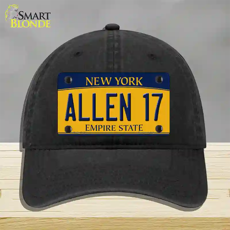 Allen 17 New York Novelty License Plate Hat Tag Unconstructed Cotton Black