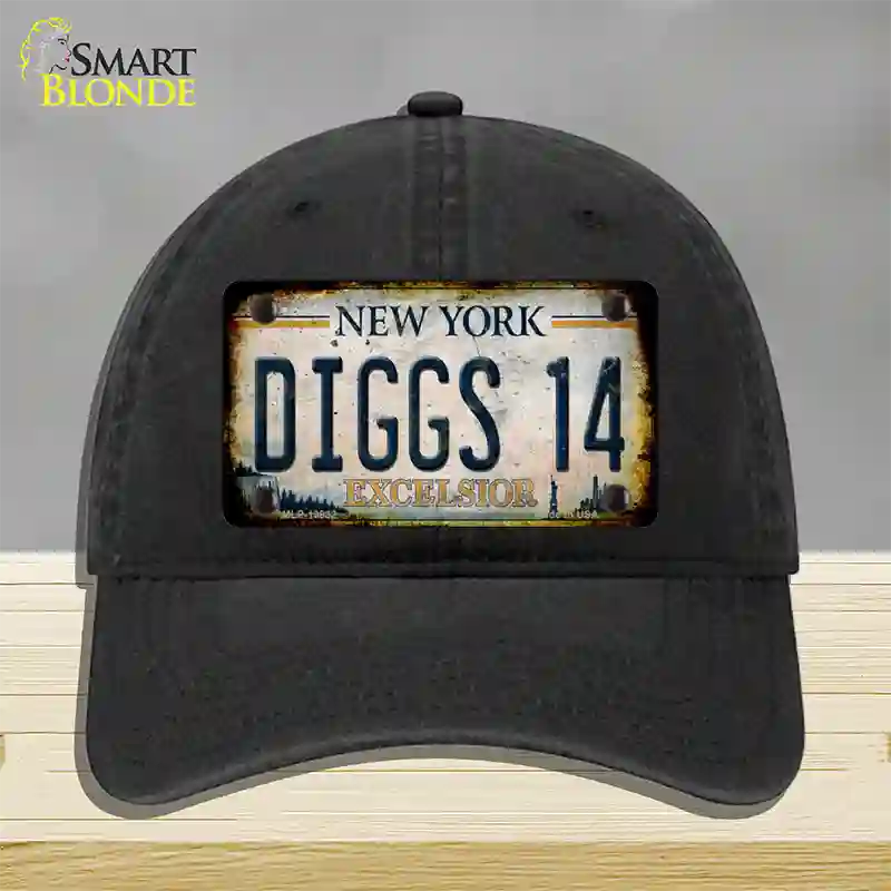 Diggs 14 Excelsior New York Rusty Novelty License Plate Hat Tag Unconstructed Cotton Black