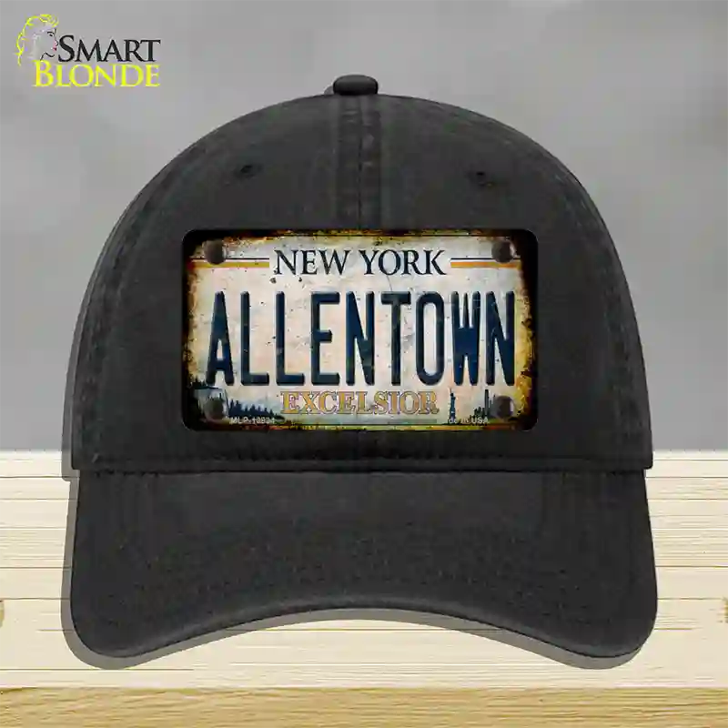 Allentown Excelsior New York Rusty Novelty License Plate Hat Tag Unconstructed Cotton Black