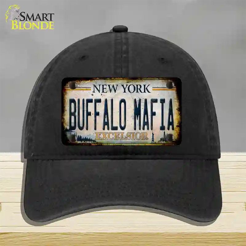 Buffalo Mafia Excelsior New York Rusty Novelty License Plate Hat Tag Unconstructed Cotton Black