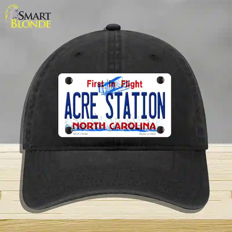 Acre Station North Carolina Novelty License Plate Hat Tag Unconstructed Cotton Black