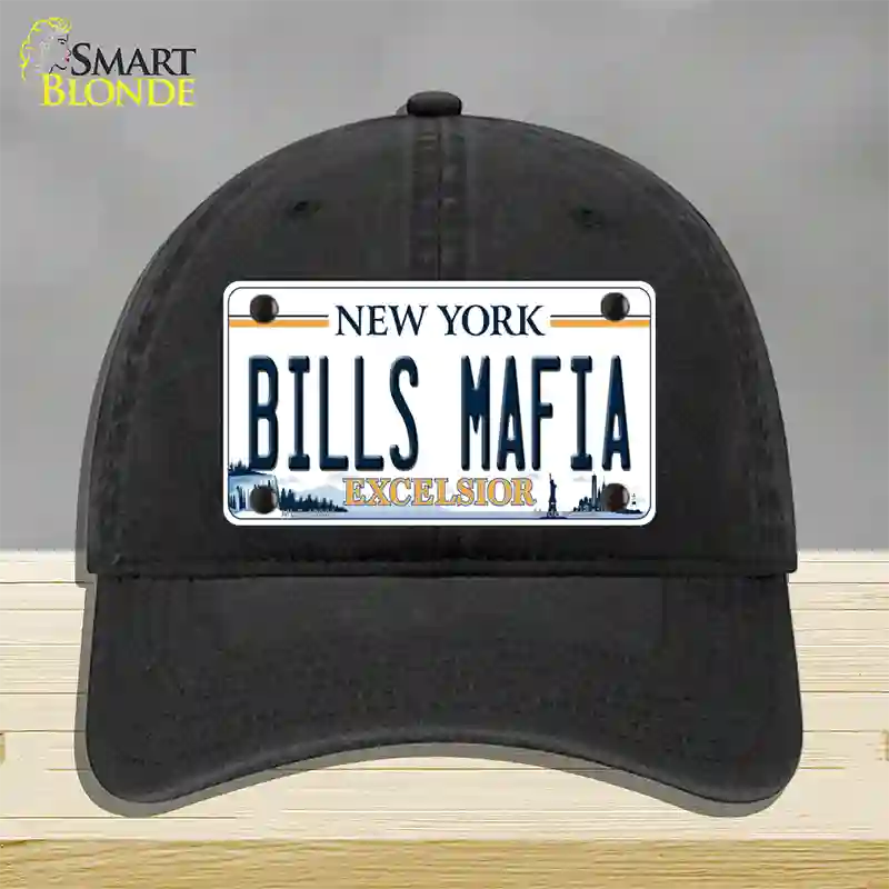 Bills Mafia NY Excelsior Novelty License Plate Hat Tag Unconstructed Cotton Black