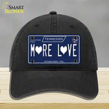 More Love Hearts Tennessee Blue Novelty License Plate Hat Tag Unconstructed Cotton Black
