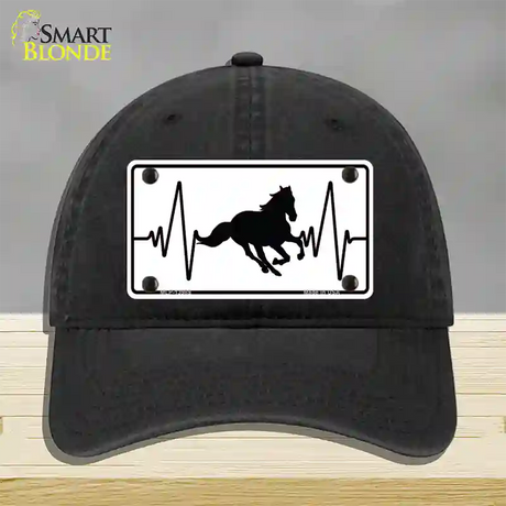 Horse Heart Beat Novelty License Plate Hat Tag Unconstructed Cotton / Black