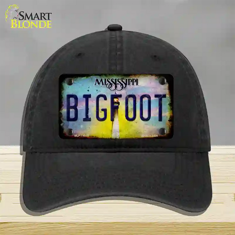 Bigfoot Mississippi Novelty License Plate Hat Tag Unconstructed Cotton / Black