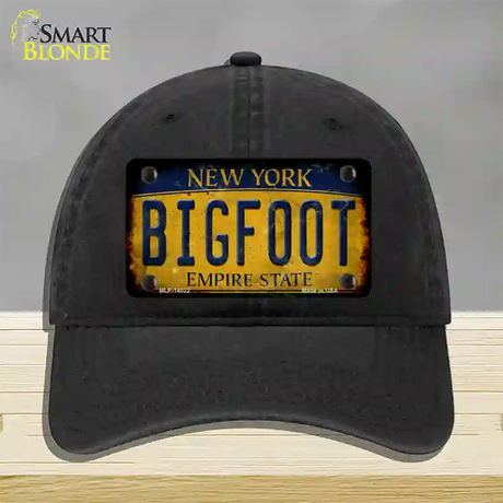 Bigfoot New York Novelty License Plate Hat Tag Unconstructed Cotton / Black