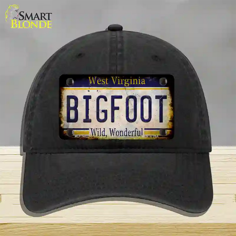 Bigfoot West Virginia Novelty License Plate Hat Tag Unconstructed Cotton / Black