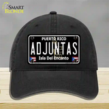 Adjuntas Puerto Rico Black Novelty License Plate Hat Unconstructed Cotton / Black