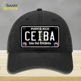 Ceiba Puerto Rico Black Novelty License Plate Hat Unconstructed Cotton / Black