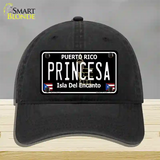 Princesa Puerto Rico Black Novelty License Plate Hat Unconstructed Cotton / Black