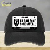 Alaska POW MIA Some Gave All Novelty License Plate Hat Unconstructed Cotton / Black