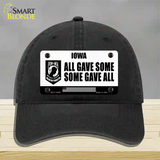 Iowa POW MIA Some Gave All Novelty License Plate Hat Unconstructed Cotton / Black