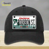 Bourbon St Louisiana Novelty License Plate Hat Unconstructed Cotton / Black