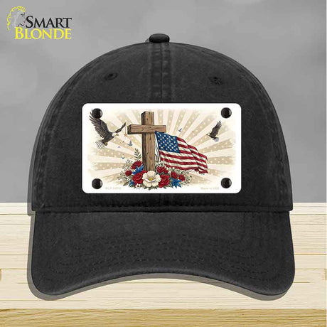Eagle Flag and Cross Novelty License Plate Hat HAT-MLP-14510