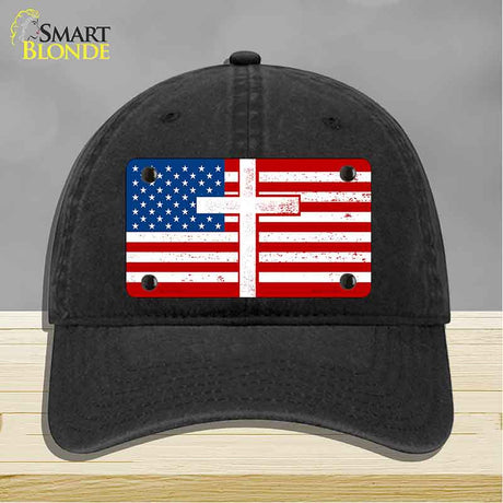 American Flag with Cross Novelty License Plate Hat HAT-MLP-14518