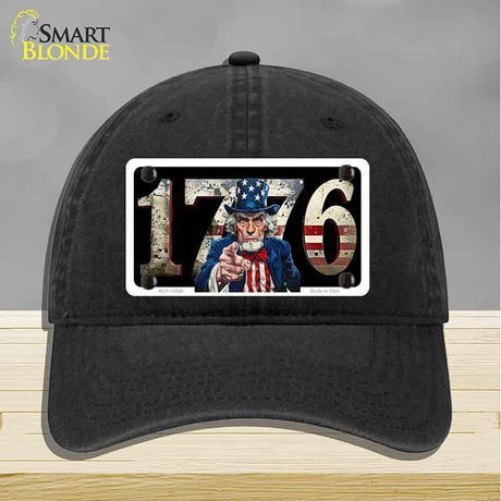 1776 Uncle Sam Novelty License Plate Hat HAT-MLP-14548 Unconstructed Cotton Black