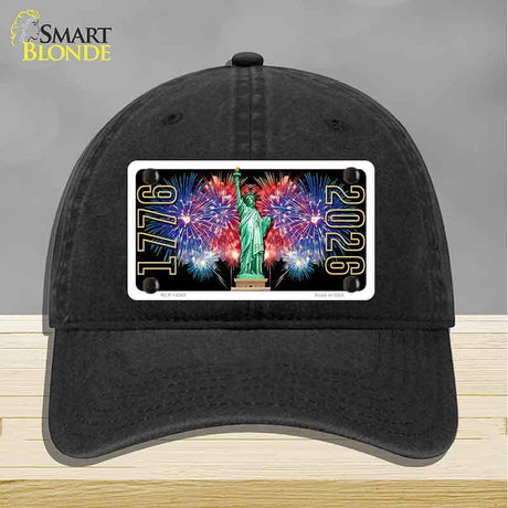 Lady Liberty Fireworks Novelty License Plate Hat HAT-MLP-14549 Unconstructed Cotton Black