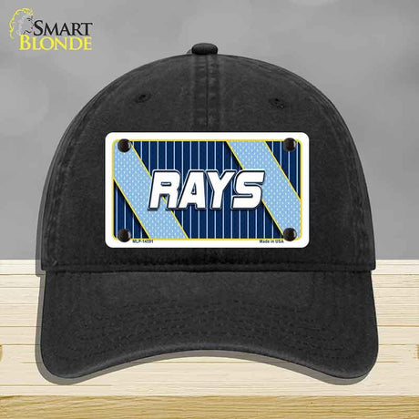 Black cap with a 'RAYS' license plate design on a gray background