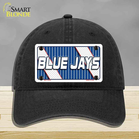 Black cap with 'Blue Jays' license plate design on a gray background