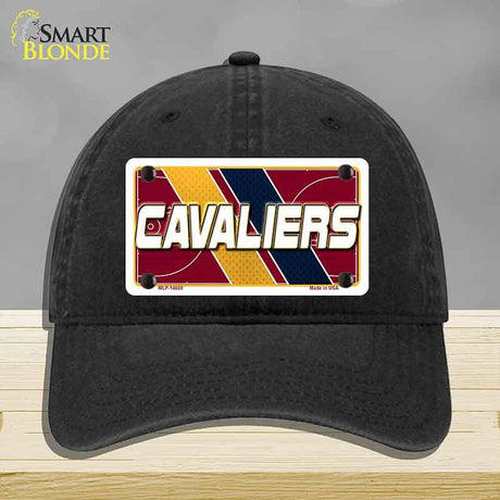Black cap with Cavaliers license plate design on a gray background