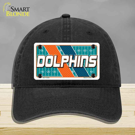 DOLPHINS Graphic Novelty License Plate Hat HAT-MLP-14644 Unconstructed Cotton Black