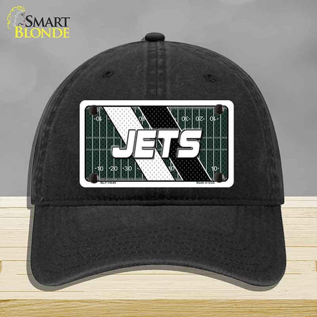 JETS Graphic Novelty License Plate Hat HAT-MLP-14649 Unconstructed Cotton Black