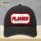 FLAMES Graphic Novelty License Plate Hat HAT-MLP-14660 Unconstructed Cotton Black