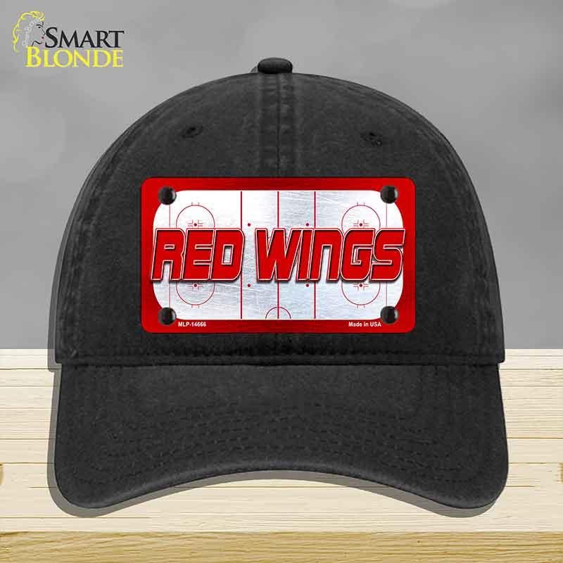 RED WINGS Graphic Novelty License Plate Hat HAT-MLP-14666 Unconstructed Cotton Black