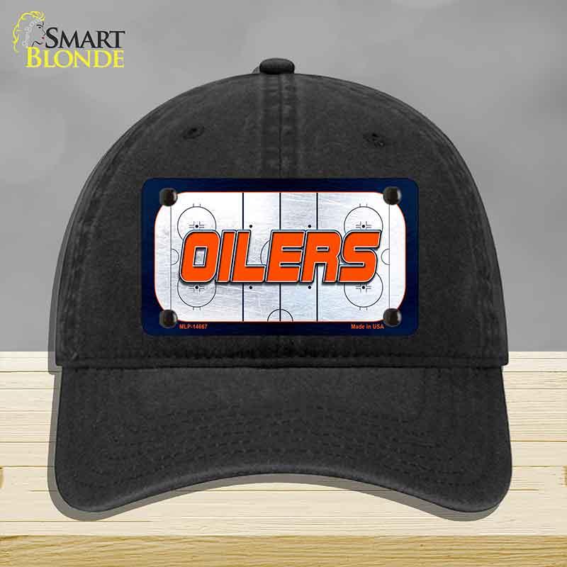 OILERS Graphic Novelty License Plate Hat HAT-MLP-14667 Unconstructed Cotton Black