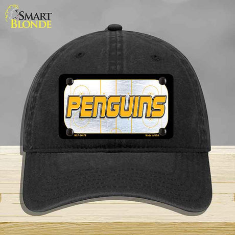 PENGUINS Graphic Novelty License Plate Hat HAT-MLP-14678 Unconstructed Cotton Black